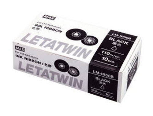 MAX Letatwin LM-IR50B Black 110m Ink Ribbon Roll For Vinyl PVC Tubing/Tape 10ROLLS/BOX | LM90251 MAX Letatwin LM-IR50B Black 110m Ink Ribbon Roll For Vinyl PVC Tubing/Tape 10ROLLS/BOX | LM90251
