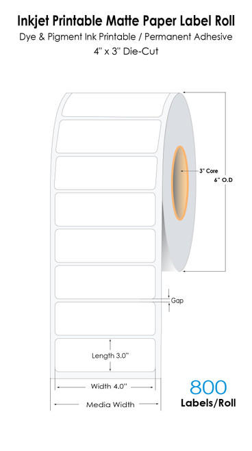C6500 4" x 3" NP Matte Paper Label 800/Roll
