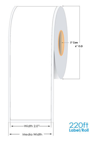 C6500 2\" x 220 Ft Continuous Inkjet Clear Polyester Label Roll | 3\" Core/6\" OD 44766 DurafastLabel.ca