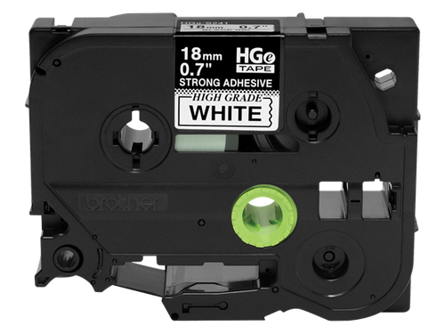 Brother HGe-S2415PK | 3/4" Tape (18mm) Black on White Laminated Tape | HGeS2415PK