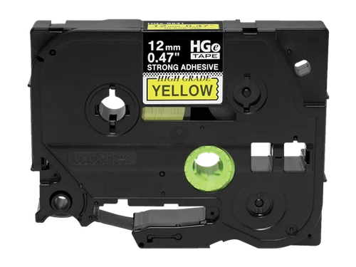 Brother HGe-S6315PK | 1/2" Tape (12mm) Black on Yellow Laminated Tape | HGeS6315PK