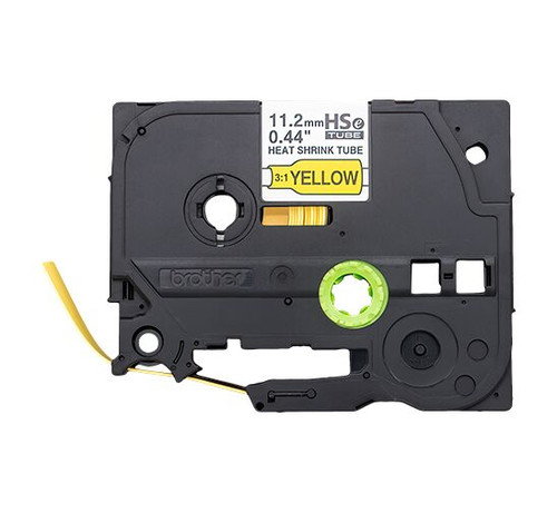 Brother HSe-631E | 1/2" Shrink Tape (12mm) Black on Yellow Shrink Tube | HSe631E