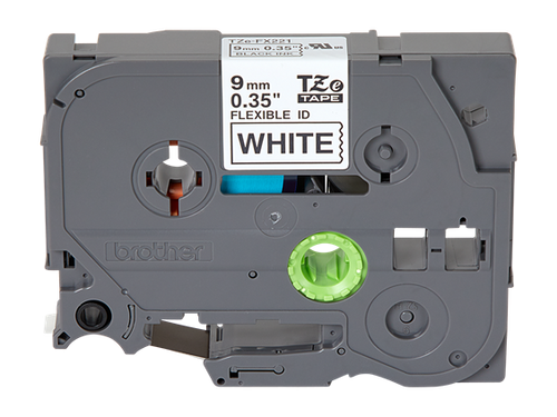 Brother TZe-FX221 | 3/8" Tape (9mm) Black on White ID Laminated Tape | TZeFX221