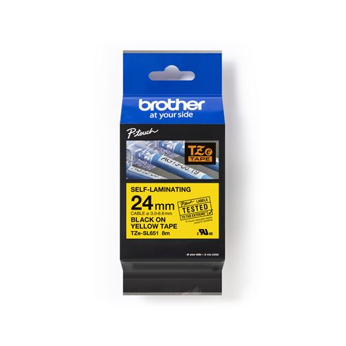 Brother TZe-SL651 | 1\" Tape (24mm) Black on Yellow Laminated Tape | TZeSL651
