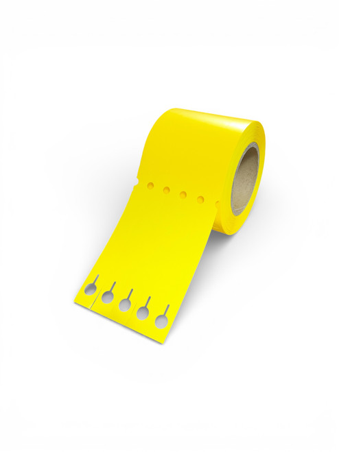 Thermal Transfer 25mm x 280mm Yellow Plastic Plant Labels Wrap Around Tree Tags For Gardening Use 1000/Roll - 3in Core - 4 UP