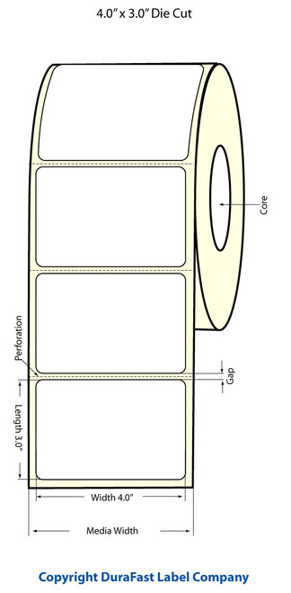 TM-C3500 4" x 3" (1A) Matte BOPP Label 380/Roll Image 1