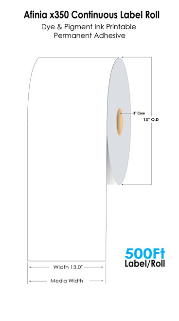 Afinia x350 13" x 1400 ft Continuous Matte Paper Label Roll
