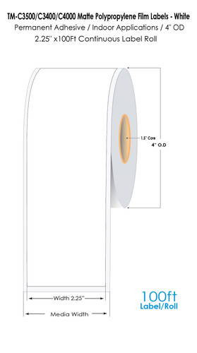 TM-C3500 2.25\" x 100 Ft Matte BOPP Label