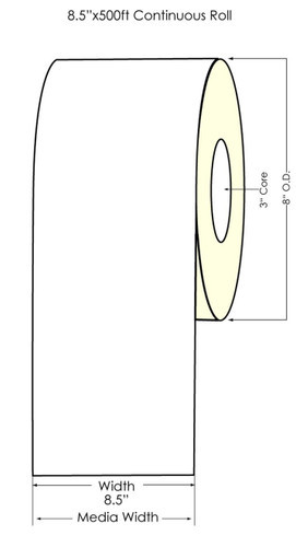 Memjet 8.5\" x 500ft High Gloss Inkjet Paper Label Roll