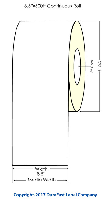 Memjet 8.5" x 500ft Glossy BOPP Inkjet Label Roll (inkjet polypropylene) Image 1