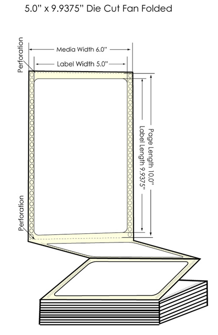 GP-C831 5" x 9.9375" High Gloss Paper Labels 850/Carton