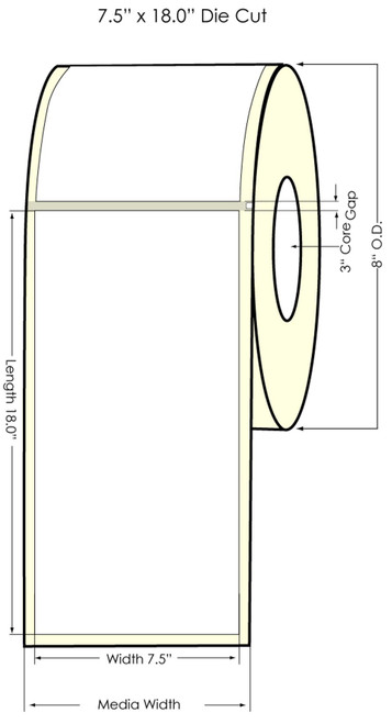 Memjet 7.5" x 18" High Gloss Labels w Square Corners -300/Roll
