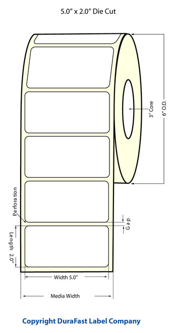 LX900 5" x 2" NP High Gloss Paper Labels 1100/Roll Image 1