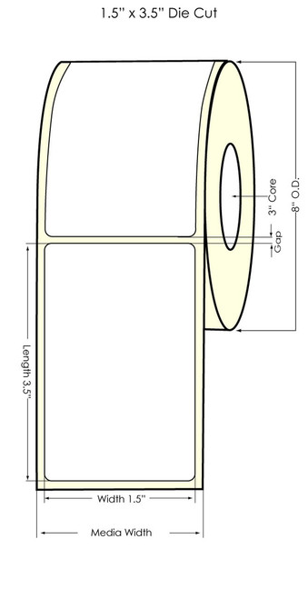 TM-C7500 1.5" x 3.5" NP Matte BOPP Label 1400/Roll (2" Media) 8" OD