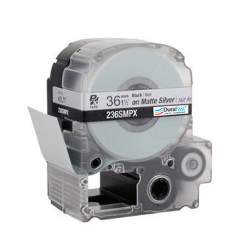 236SMPX 1 1/2\" Silver Matte Polyester Label PX Tape Image 1