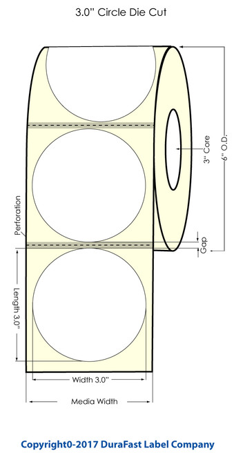 TM-C7500 3" Circle High Gloss Removable Label 800/Roll Image 1