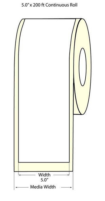 C6500 5" x 200ft Inkjet White Polyester Label Roll 3" Core/6" OD