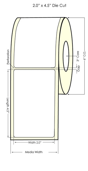 TM-C7500 2" x 4.5" Matte BOPP Labels 550/Roll