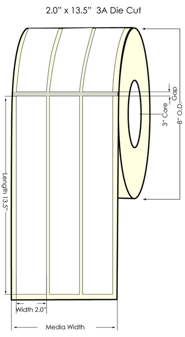 iColor 700  2" x 13.5" Memjet HG Paper Labels 1290/Roll Matrix ON