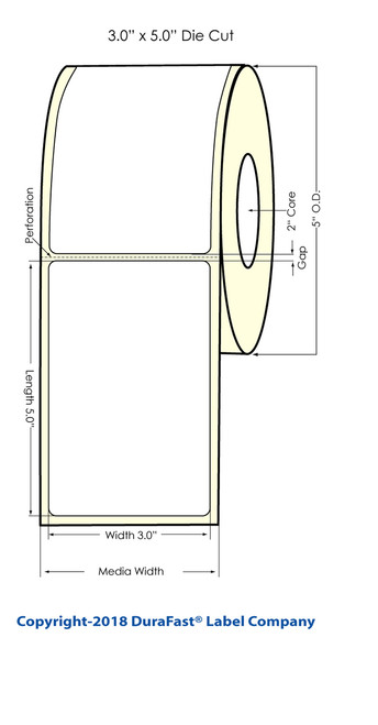 LX500 3" x 5"  Gold Polyester Label 350/Roll Image 1