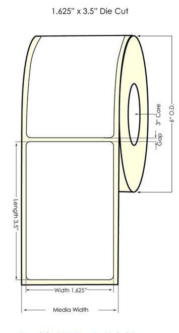 L801 1.625" x 3.5" NP Glossy BOPP Labels 700/Roll