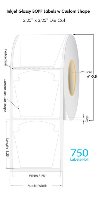 LX900 3.25"x3.25" Glossy BOPP Labels w Custom Shape 750/Roll Image 1