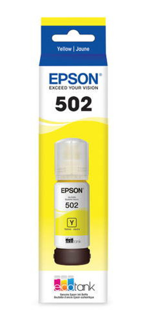 Epson T502 Dye Yellow Ink Bottle 6,000 Page Yield Image 1 Epson T502 Dye Yellow Ink Bottle 6,000 Page Yield Image 1