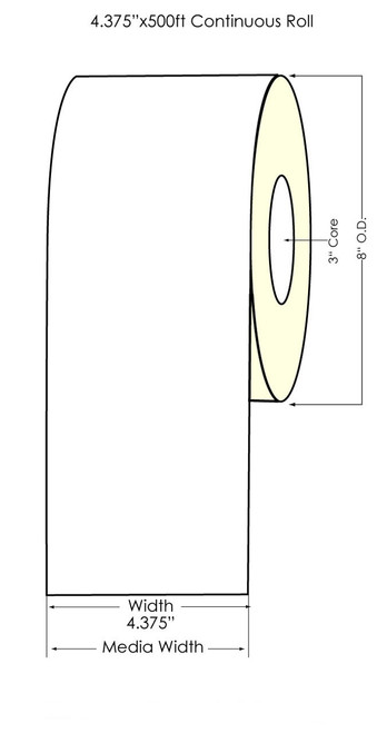 TM-C7500 4.4\" x 500Ft High Gloss Inkjet Paper Label Roll 3\" Core/8\" OD