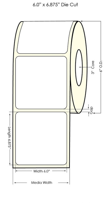 C6500 6" x 6.875" NP Inkjet Glossy BOPP Label 350/Roll