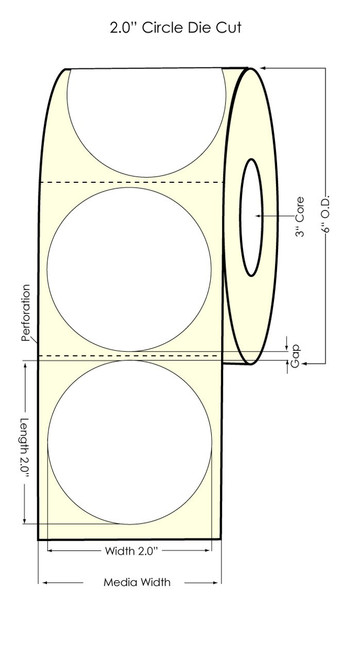 L501 2" Circle Glossy BOPP Labels 1000/Roll Matrix ON