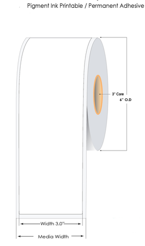 C6500 3\" x 180ft Chemical Label Roll (3.5Mil) Pigment Ink Only