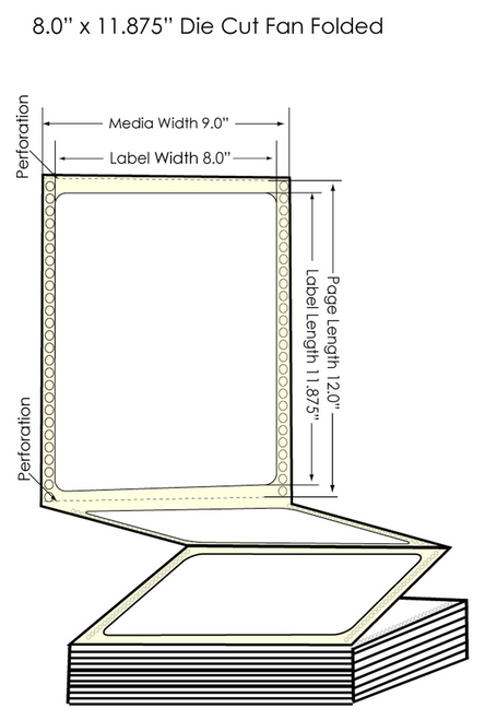 GP-C831 8" x 11.875" High Gloss Paper Labels 850/Carton