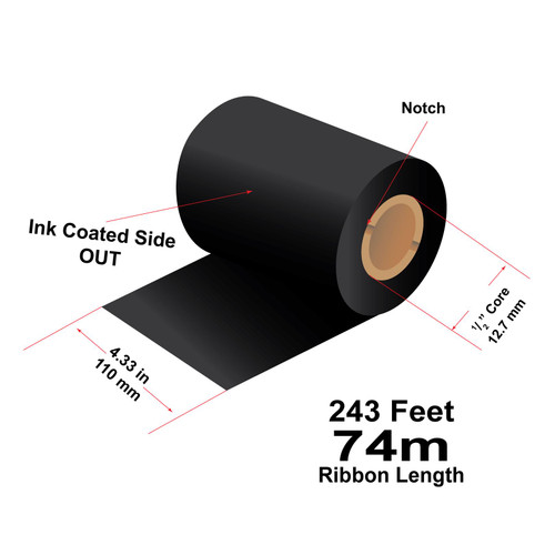 Zebra Eltron 2844 4.33" x 243 feet TDM238 Wax/Resin Ribbon with Ink OUT | 12/Ctn