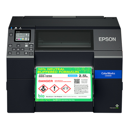 Epson ColorWorks CW-C6500P 8" Color Inkjet Label Printer with Peel-and-Present Image 1