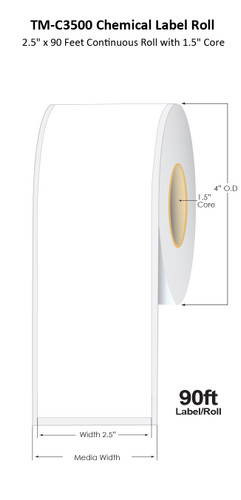 TM-C3500 2.5\" x 90 ft Chemical Label Roll Image 1