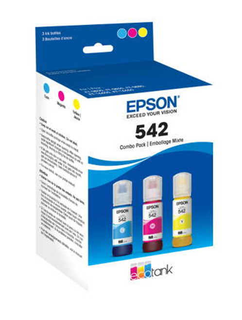 Epson T542, Multi-Colour Ink Bottle (CMY) 3 Pack Image 1 Epson T542, Multi-Colour Ink Bottle (CMY) 3 Pack Image 1