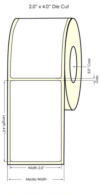 C6500 2\" x 4\" NP High Gloss Paper Labels 600/Roll