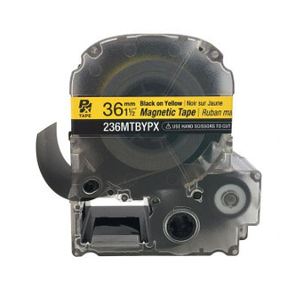 Epson/K-SUN 236MTBYPX-4.9 BLK ON YLW PX Label Tape 1-1/2\"/36MM Magnet Tape Image 1