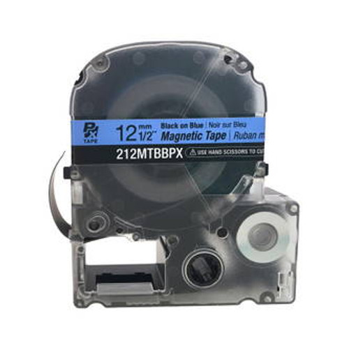 Epson 212MTBBPX-4.9 12MM 1/2\" X 4.92\' BLACK ON BLUE MAGNET TAPE Image 1