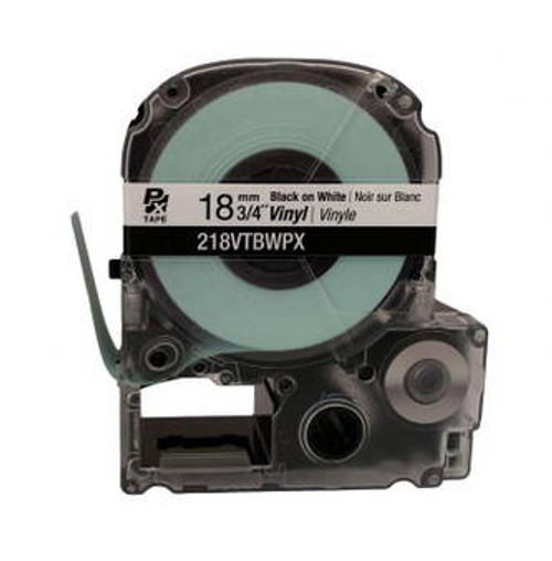 Epson/K-SUN 218VTBWPX BLK ON WHT PX Label Tape 3/4\"/18MM Vinyl Tape Image 1
