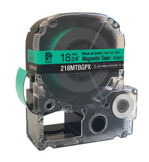 Epson/K-SUN 218MTBGPX-4.9 BLK ON GRN PX Label Tape 3/4\"/18MM Magnet Tape Image 1