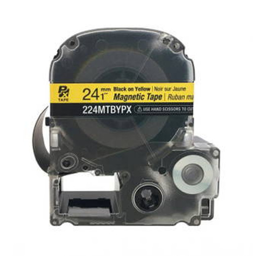 Epson/K-SUN 224MTBYPX-4.9 BLK ON YLW PX Label Tape 1\"/24MM Magnet Tape Image 1