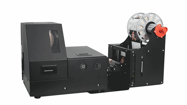 Afinia L801 shown with optional XL label rewinder
