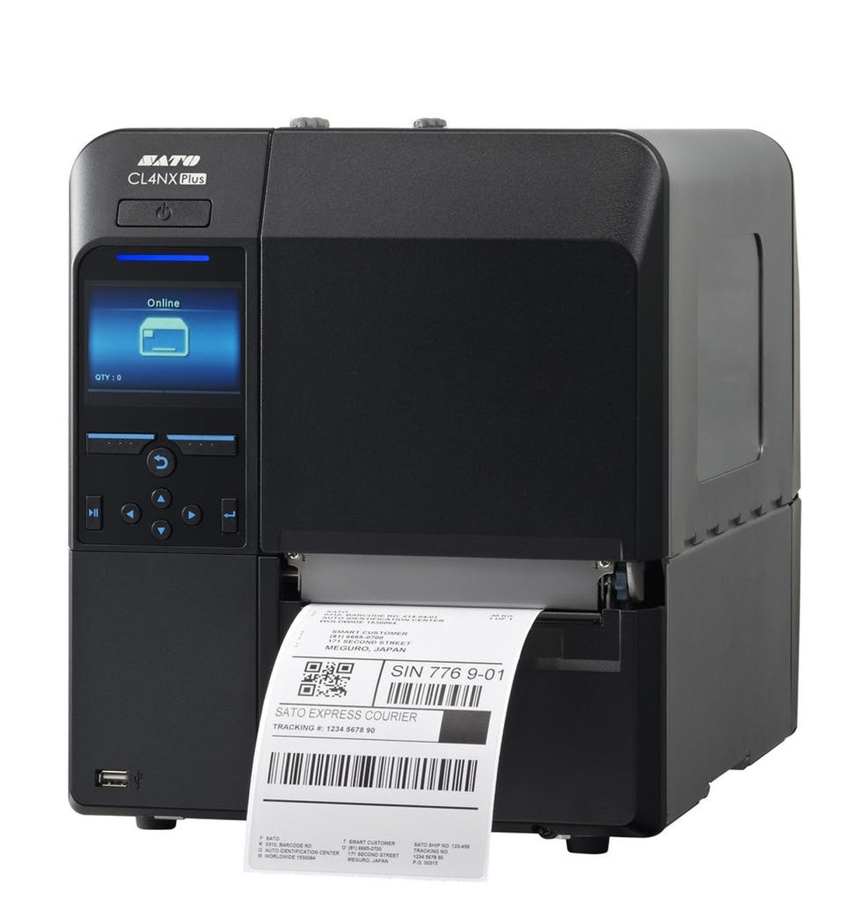 SATO CL4NX Plus HF RFID 305 dpi industrial thermal transfer printer printing barcode and RFID labels for warehouse and asset tracking applications