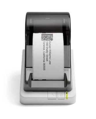 Seiko desktop label printer printing address label for office, shipping, and business labeling applications