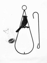 Cardinal perched on handcrafted gold vein teardrop hanging rooting vase with vase and matching hook