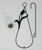 Tulip hanging rooting vase with black powder coat finish and handblown glass vase. showing vase, hook and hanger