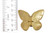 Brass butterfly magnet shown beside ruler for size reference
