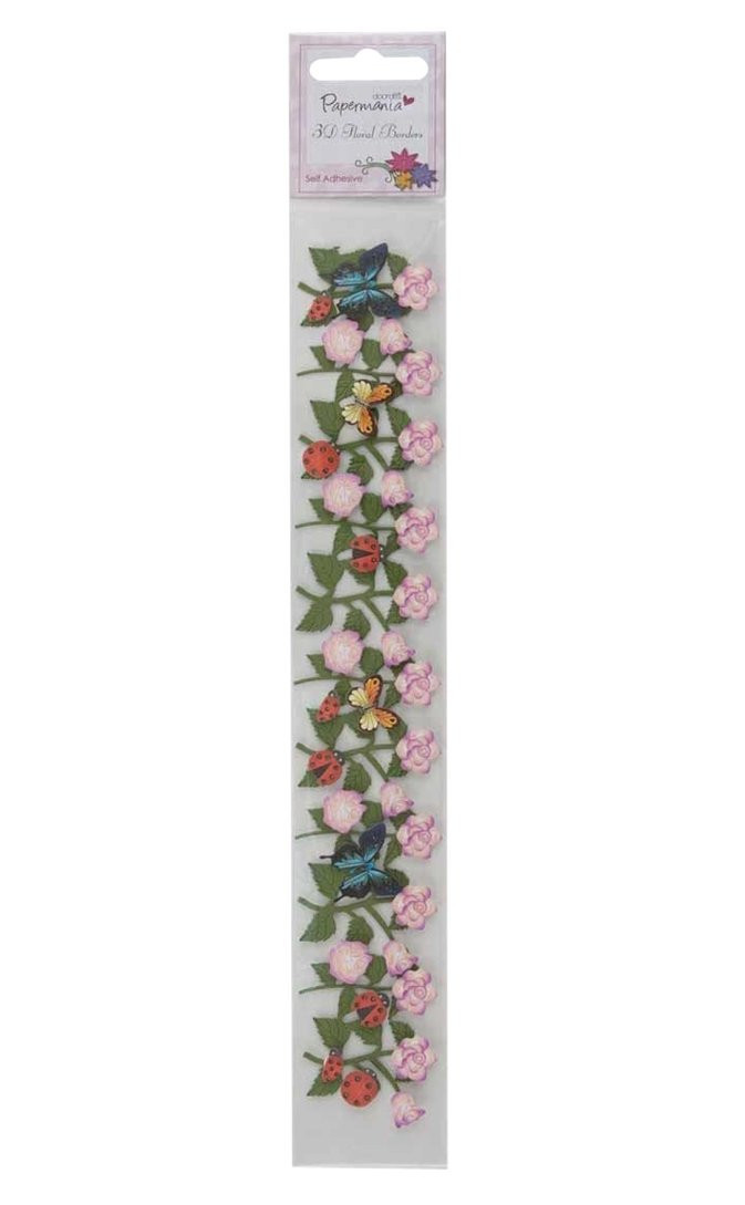 3D Flower Borders - Pink Roses - iartsupplies