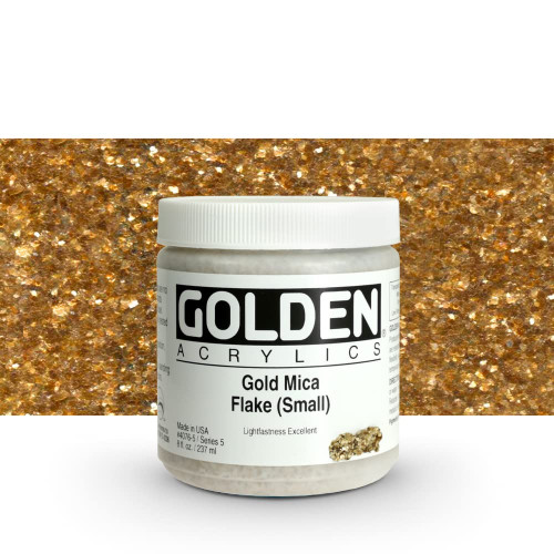 Golden Heavy Body Acrylic 8oz Jar - Gold Mica Flake Small